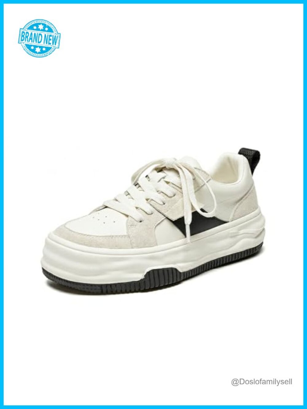 Leather Platform Sneakers Chunky Suede Patchwork Skate Shoes Lightweight Non